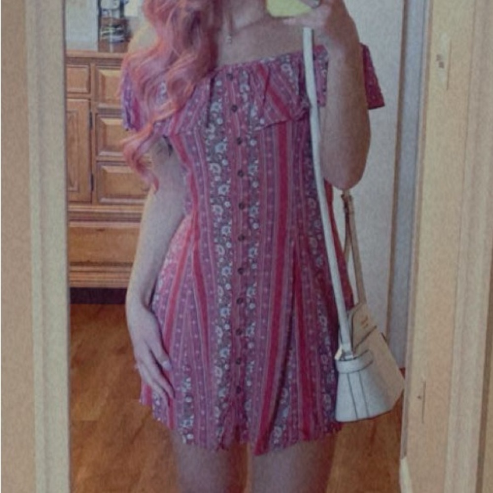 American Eagle Outfitters Off Shoulder Patterned Dress